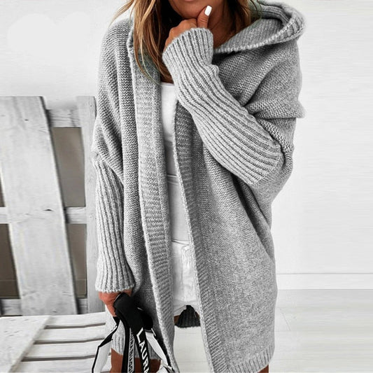 Knitted Wool Blend Oversized Fit Cardigan 
