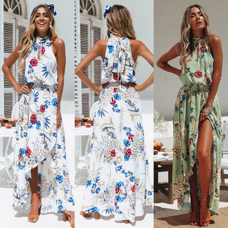 Astrid - beach floral print bohemian style long dress