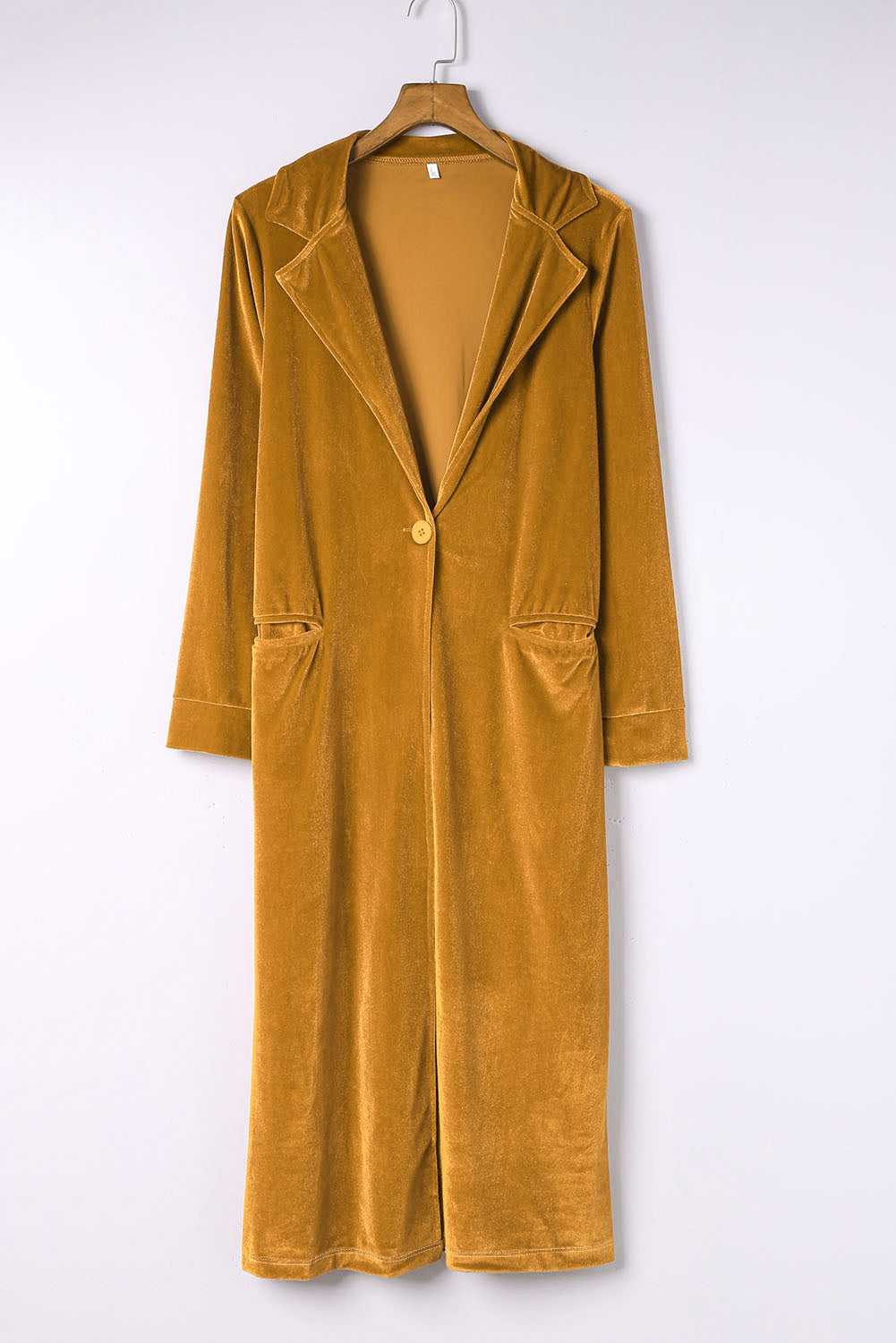Women's longline velvet cardigan with pockets