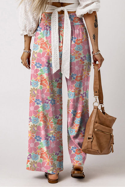Women's Palazzo Pants - Wide Leg - Lightweight Fabric - Elastic Waist with Drawstring