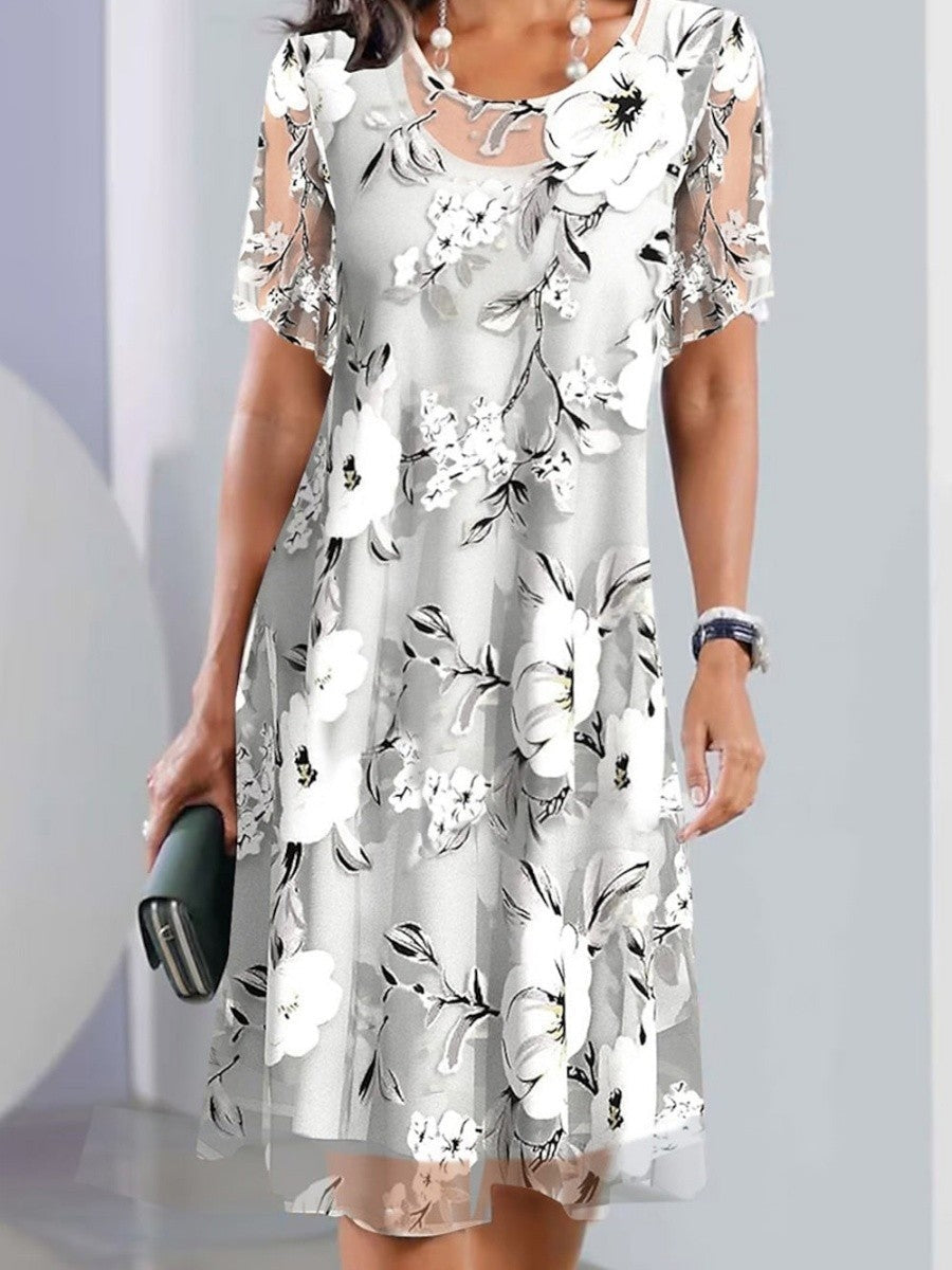 Floral Pattern Relaxed Fit Midi Dress