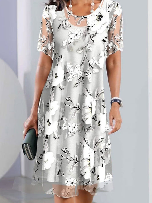 Floral Pattern Relaxed Fit Midi Dress