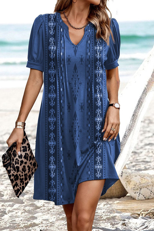 Breezy Geometric Print Relaxed Mini Dress