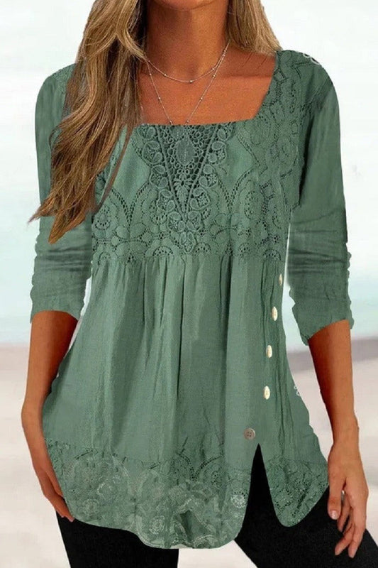 Lace Detail Relaxed Fit Blouse