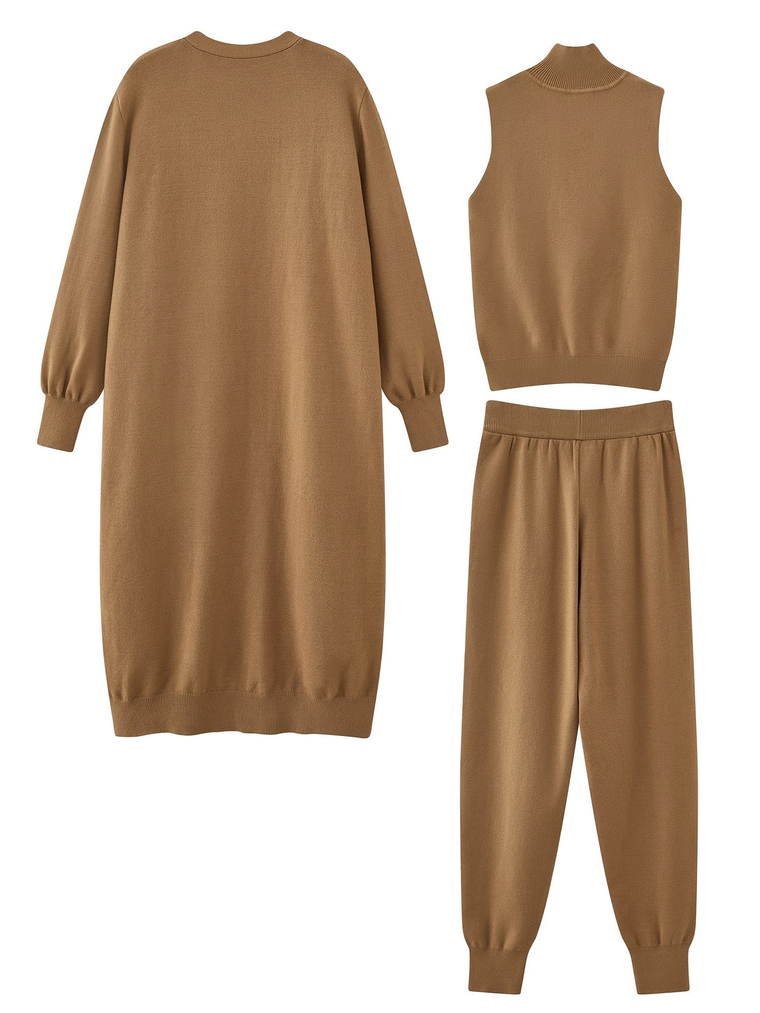 Three-piece sleeveless top, cardigan, and pants lounge set for women