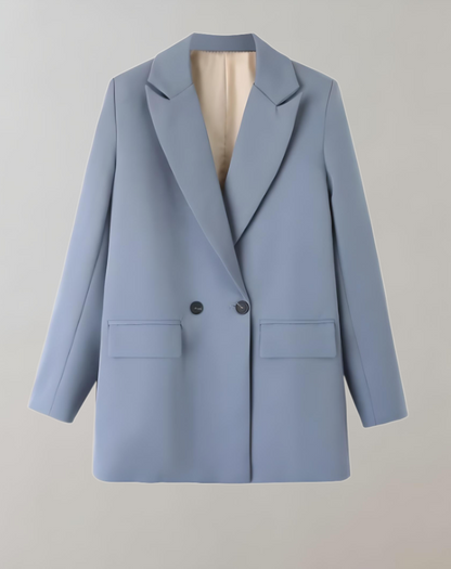 Women's casual black double-breasted suit