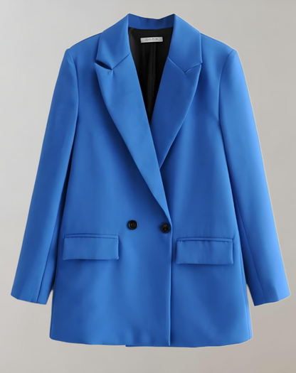 Women's casual black double-breasted suit