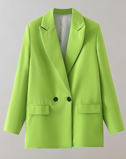 Women's casual black double-breasted suit
