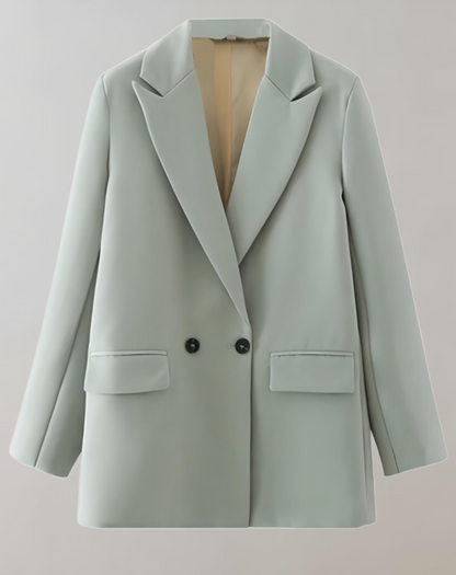 Women's casual black double-breasted suit