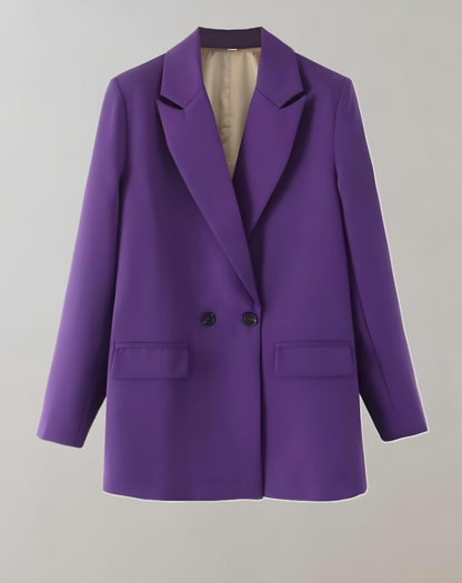 Women's casual black double-breasted suit
