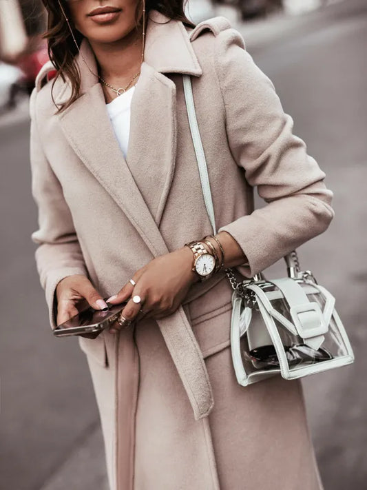 Long coat with v neck for women