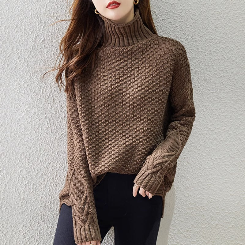 Women's turtleneck knit sweater