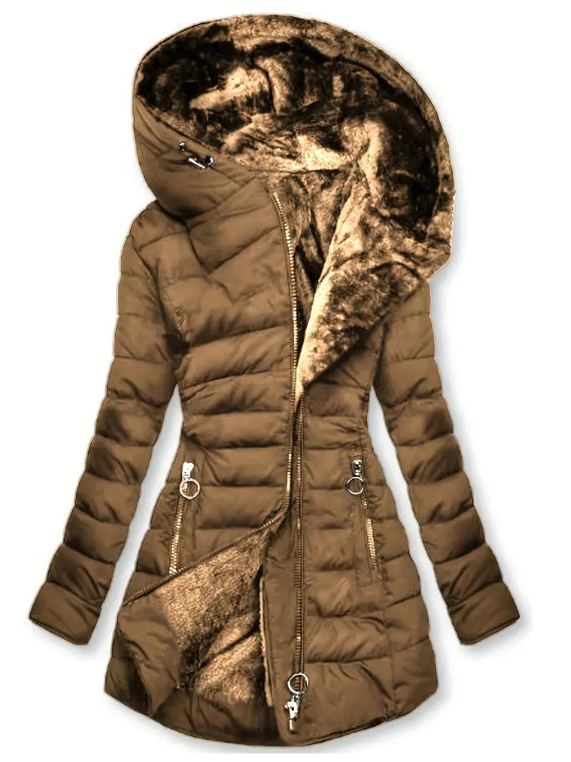 Padded Warm Plush Lined Hooded Jacket