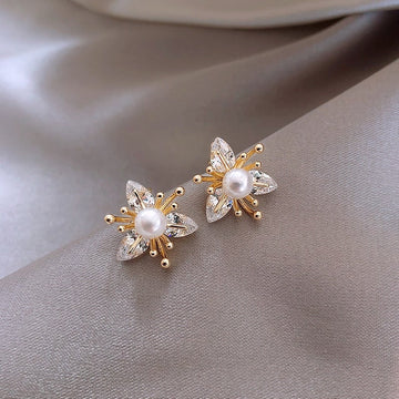 Radiant floral crystal and pearl earrings