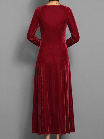 Round neck long sleeve maxi dress for women