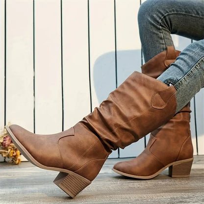 Women's high heel maillard v-mouth skinny boots