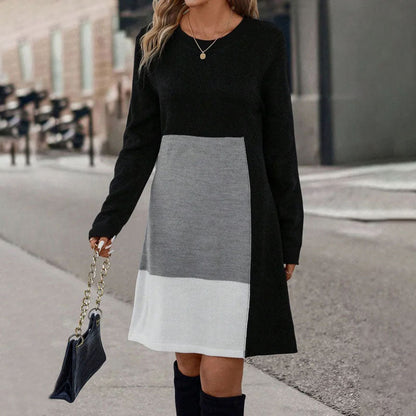 Women's stylish casual dress with colorful block design