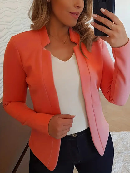 Women's elegant long-sleeved blazer for spring with open front