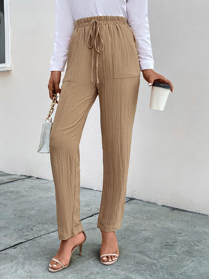 Kezia - textured drawstring pants with pockets