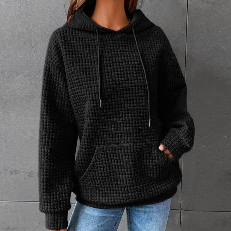Quilted Relaxed Fit Drawstring Hoodie 