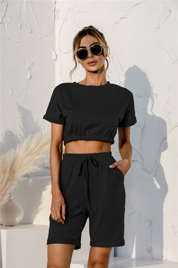 Halima - cropped top and shorts lounge set