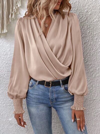Wrap Front Relaxed Fit Blouse