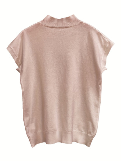 Sleeveless high-neck knit top with a fitted design for women