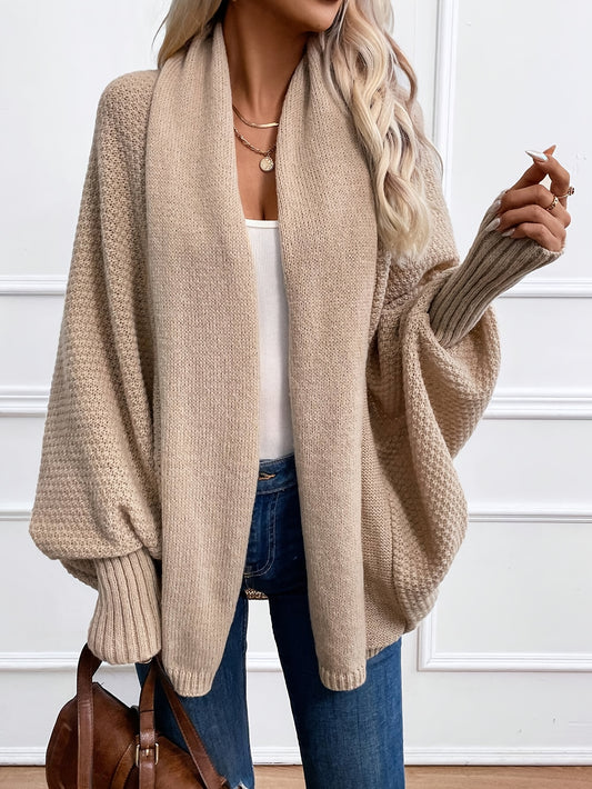 Batwing Sleeve Solid Color Knitted Sweater