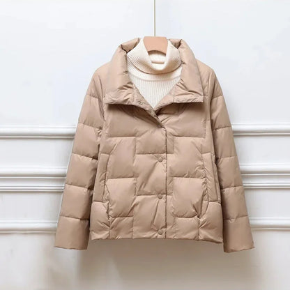 Women's padded winter jacket with lapel