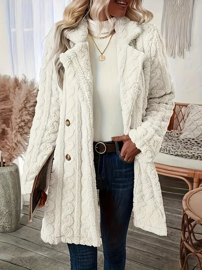 Women's casual double-breasted plush coat