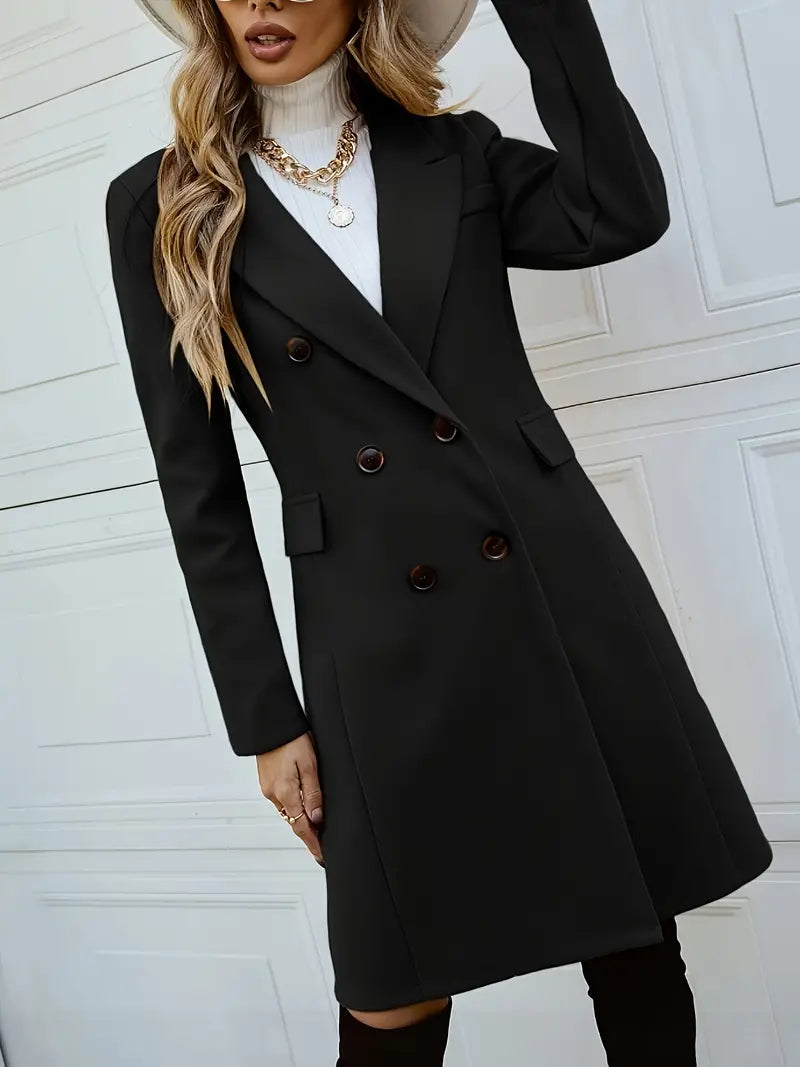 Women's autumn/winter double-breasted lapel coat
