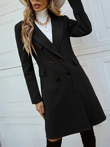 Women's autumn/winter double-breasted lapel coat