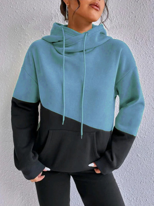 Soft Knit Relaxed Fit Colorblock Hoodie 