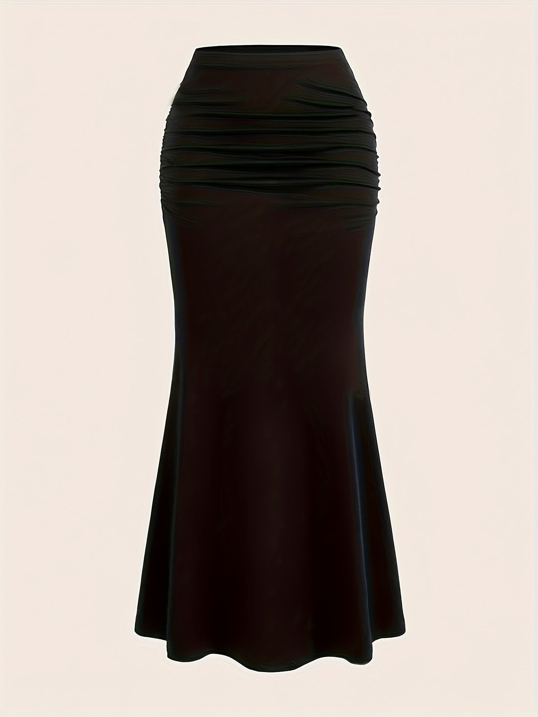 High-waisted ruched midi skirt with flared hem for women