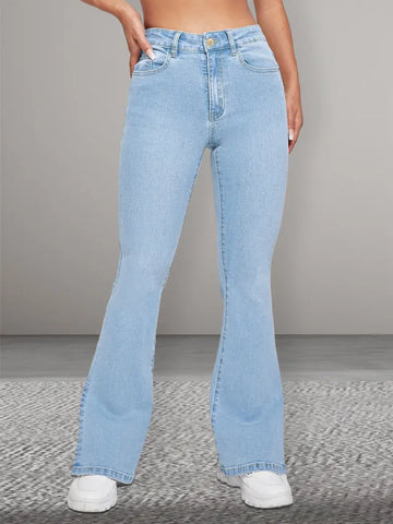 Novi - washed flared jeans with slanted pockets