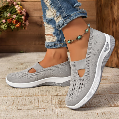Women's Slip-On Sneakers - Breathable Knit Upper - Cushioned Sole for All-Day Comfort