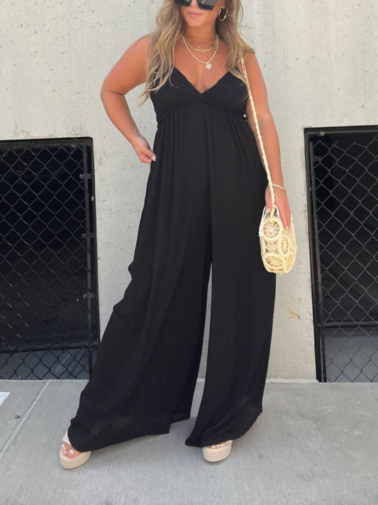 Wide Leg V-Neck Trousers