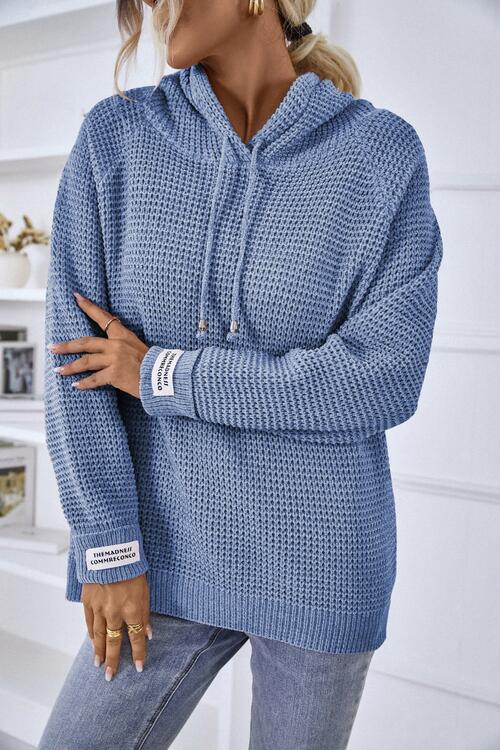 Relaxed Fit Knitted Drawstring Hoodie