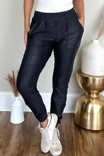 Elastic Waist Jogger Pants With Pockets