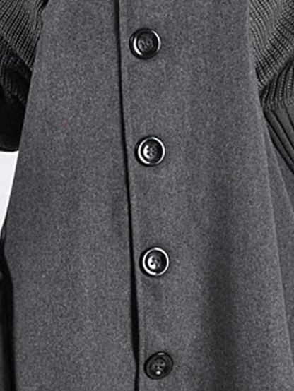 Women's mid-length high-neck button-down loose trench coat