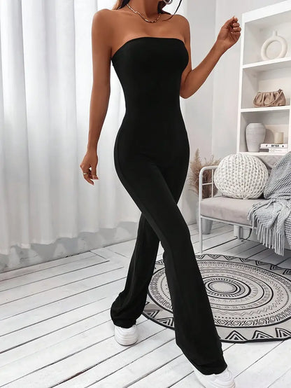 Women's Strapless Jumpsuit - Bandeau Neckline - Wide Leg - Elegant & Comfortable
