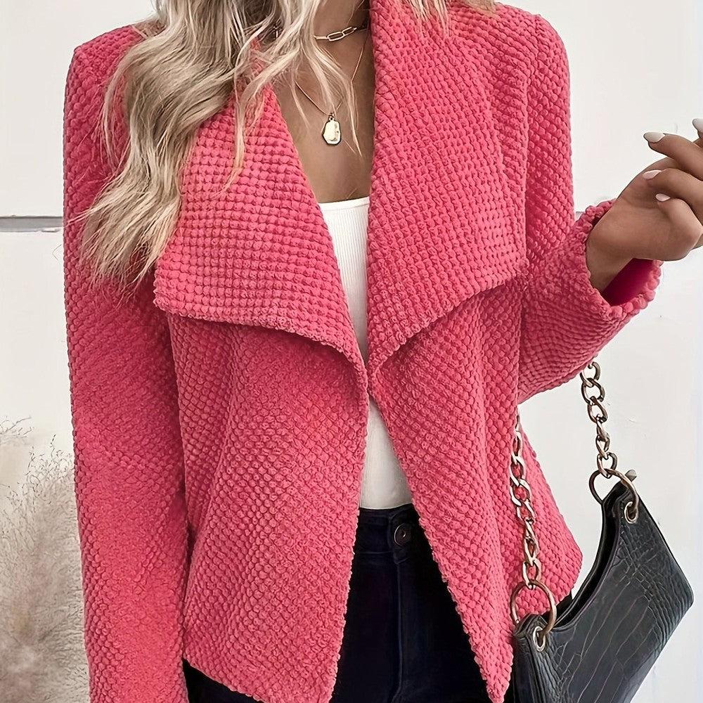 Women's pink lapel collared cardigan