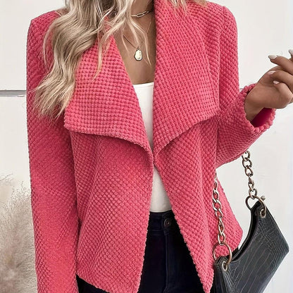 Women's pink lapel collared cardigan