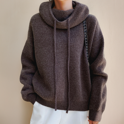 Women's thick warm high-neck hoodie sweater