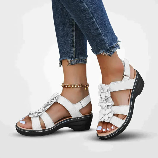 Floral Embellished Open Toe Platform Sandals