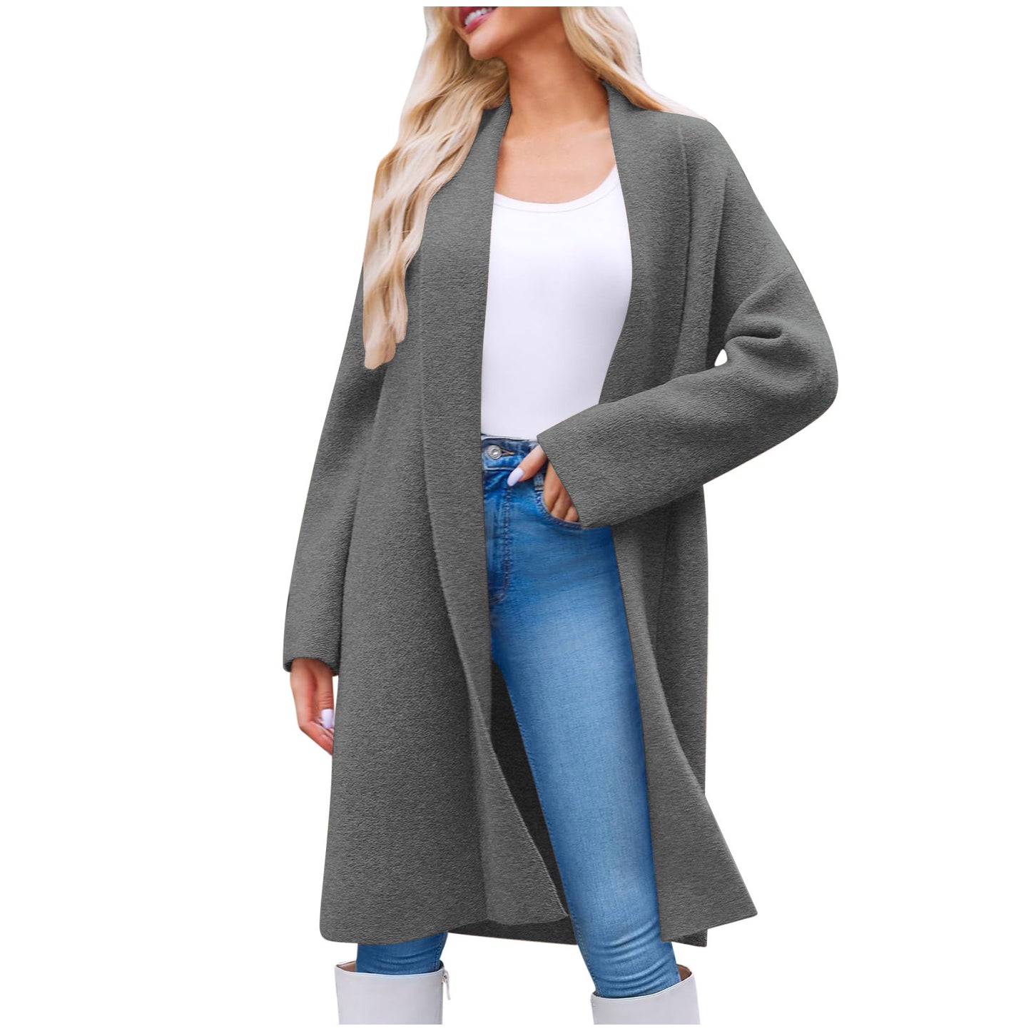 Women's Long Knit Cardigan - Casual Open Front - Cozy Fall Style
