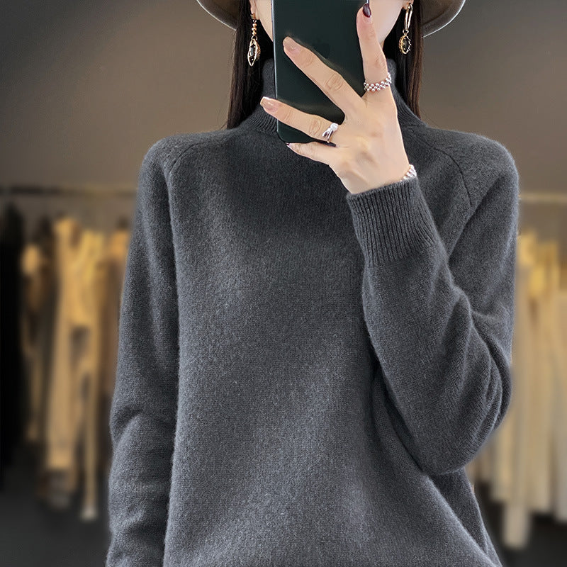 Soft knit turtleneck sweater with long sleeves for women