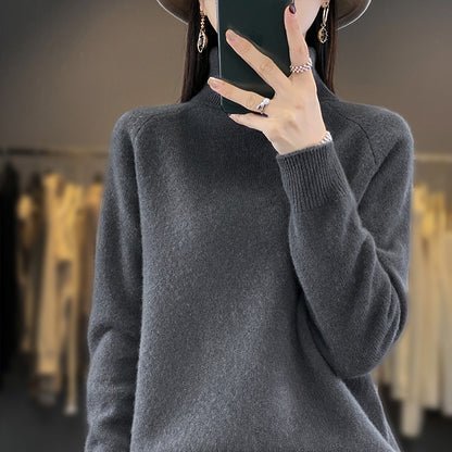 Soft knit turtleneck sweater with long sleeves for women