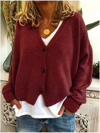 Women's Cardigan - Knit V-Neck - Button Down - Oversized Slouchy Fit - Long Sleeve