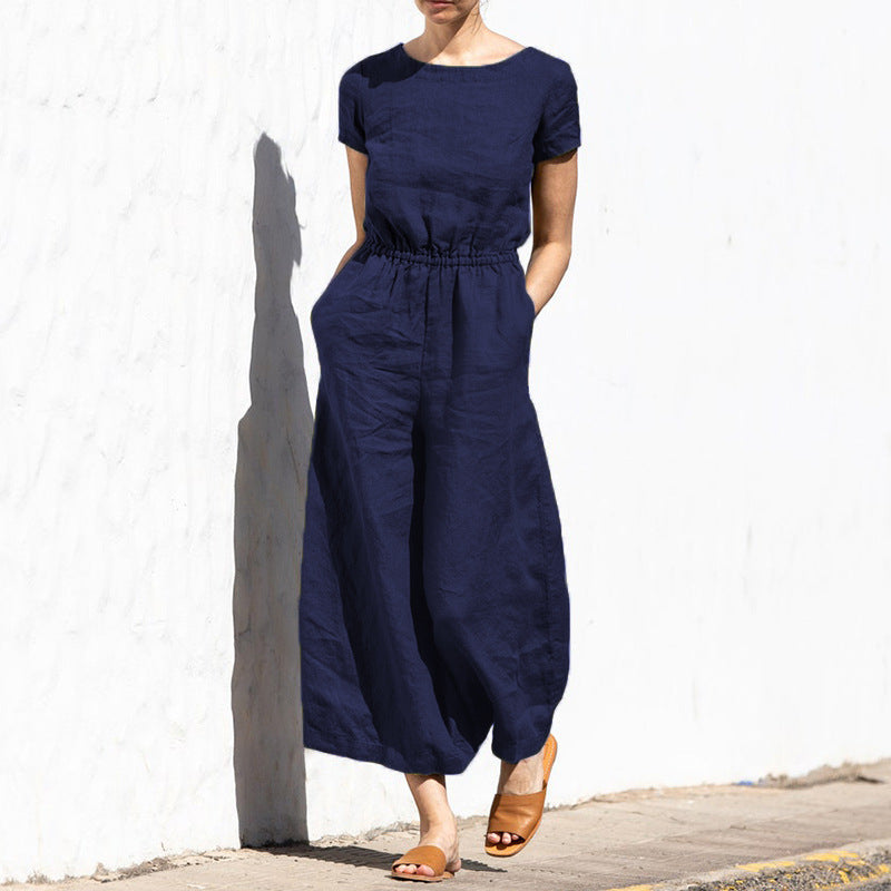 Belted Relaxed Fit Button Front Jumpsuit 